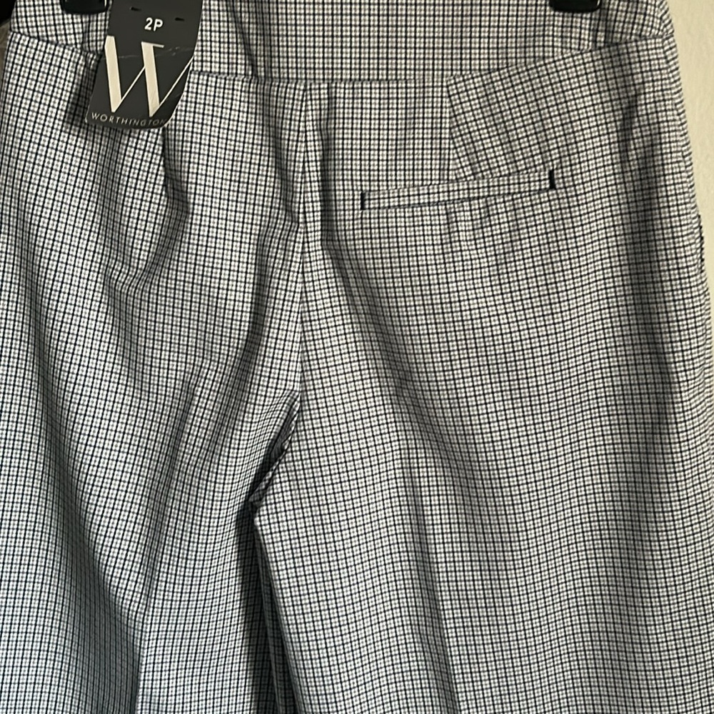 New Worthington Women’s Plaid Checked Petite Wide Leg Trouser Ankle Pant - Picture 10 of 12